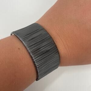 Grey wire wrapped cuff bracelet